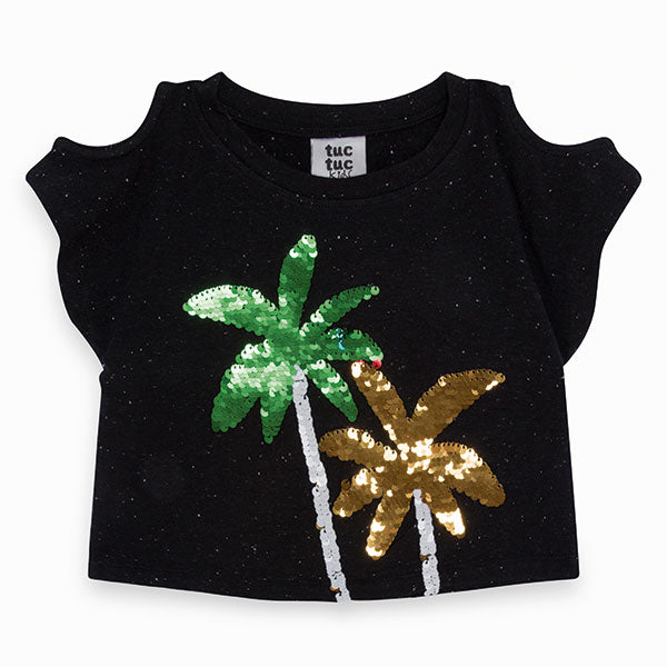 Top de la gamme vêtements fille Tuc Tuc, avec application de paillettes dorées,
  et découpe part...