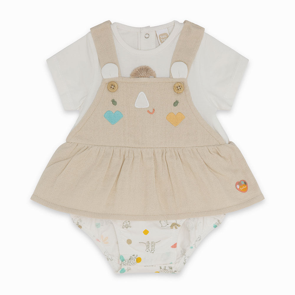 Combinaison de la Ligne Vêtements Fille Tuc Tuc boutonnée en bas et avec un t-shirt coordonné uni...