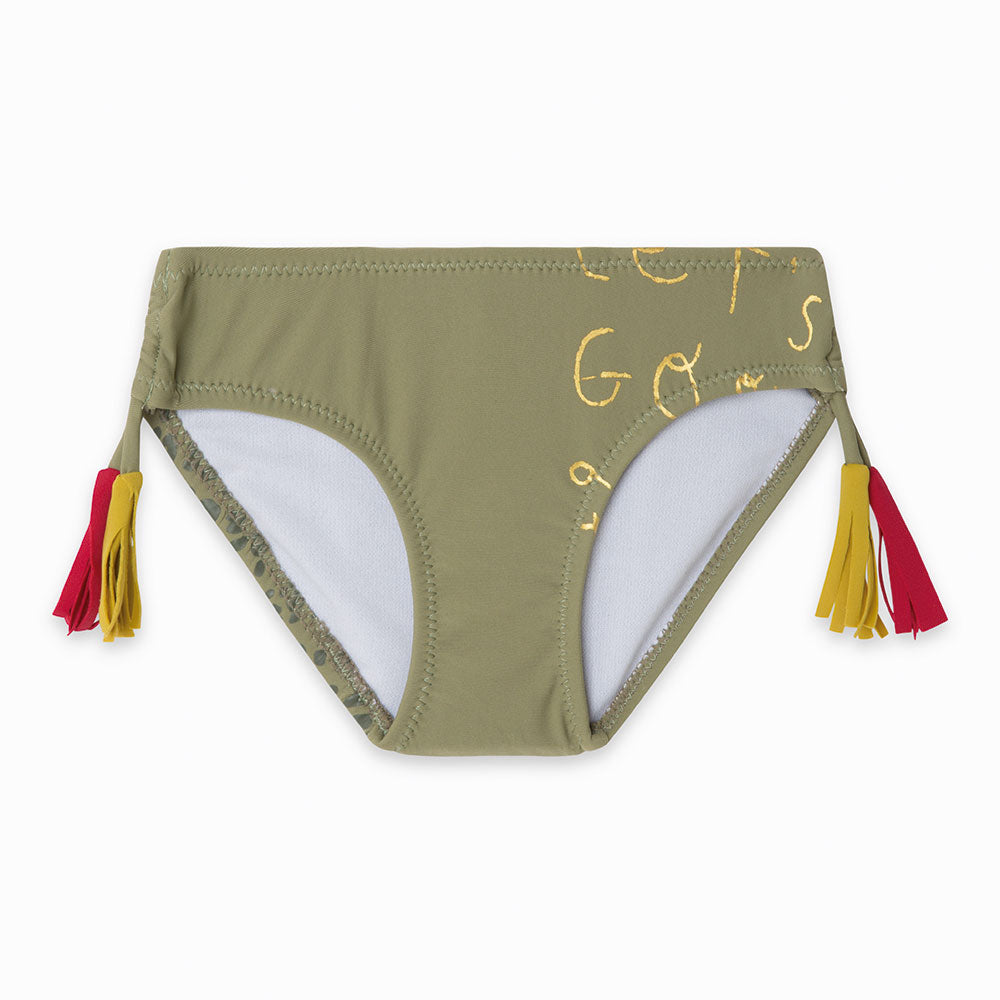 Slip de bain de la Ligne Vêtements Fille Tuc Tuc avec franges sur les côtés et détails dorés sur ...
