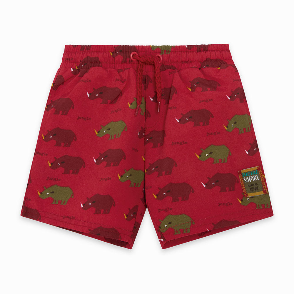 Boxer de bain de la Ligne Vêtements Enfant Tuc Tuc avec cordon à la taille et motif jungle all-ov...