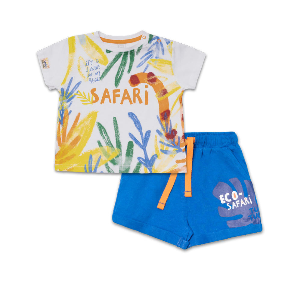 Ensemble deux pièces de la Ligne Vêtements Enfant Tuc Tuc, avec t-shirt à motif safari avec bouto...