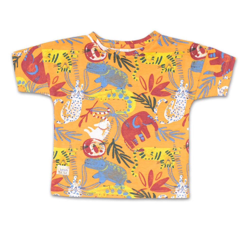 T-shirt de la ligne Vêtements enfant Tuc Tuc, avec boutons-pression sur l'épaule et motif safari ...