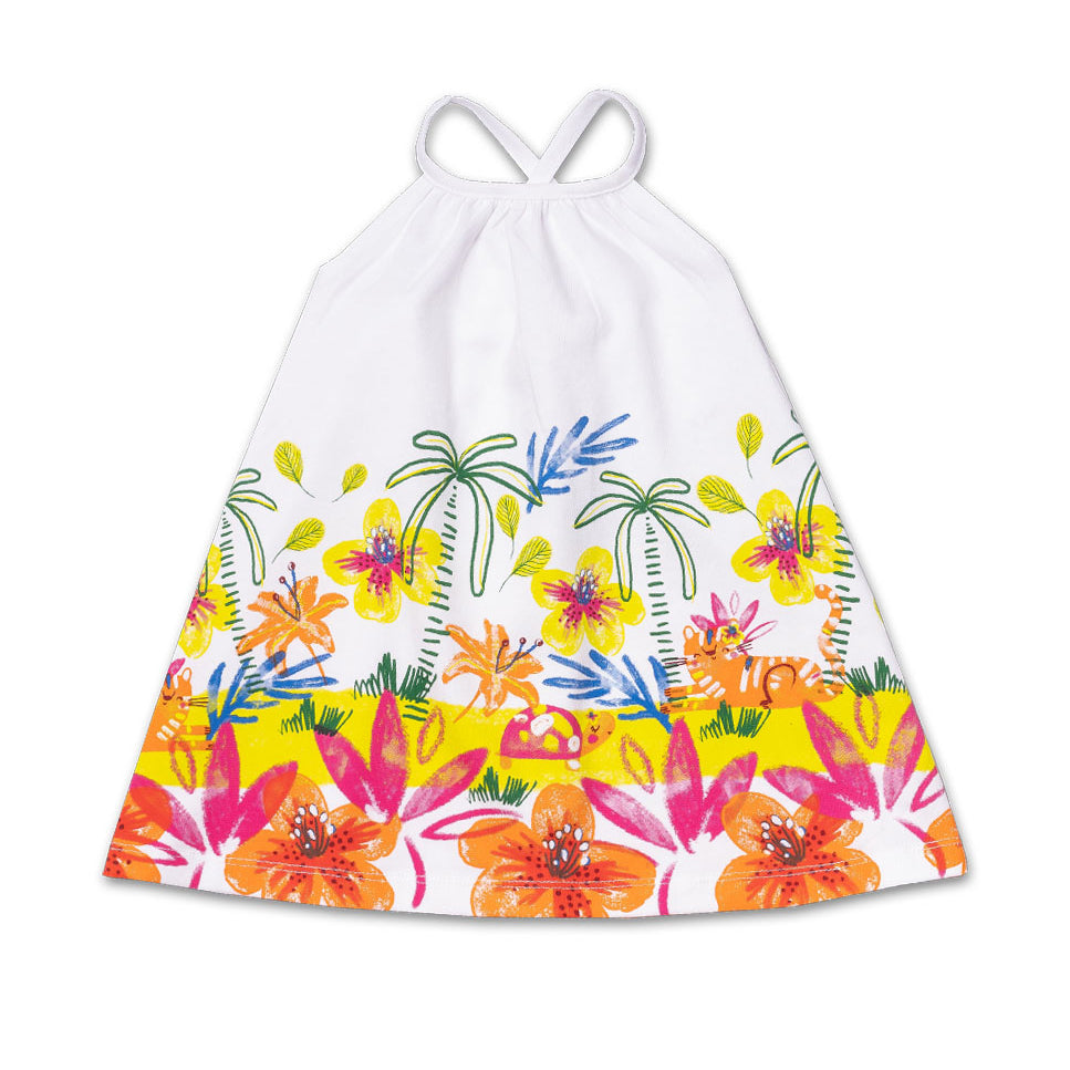 Robe-soleil de la ligne Vêtements Fille Tuc Tuc, avec bretelles croisées dans le dos et motif col...