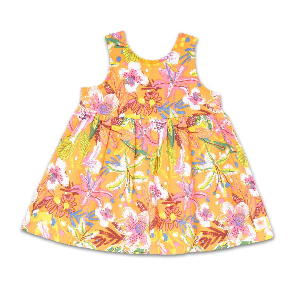 Robe en jersey de la Ligne Vêtements Fille Tuc Tuc, avec un motif de fleurs tropicales sur fond o...