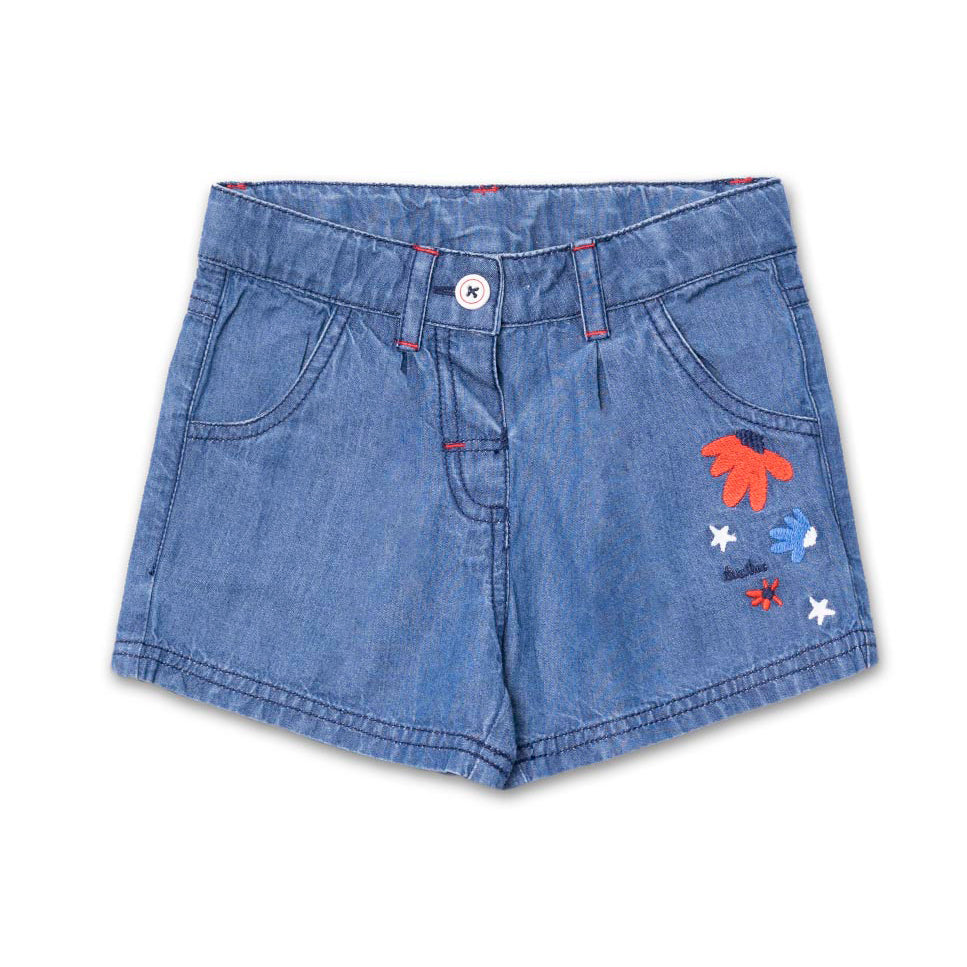 Shorts de la ligne Vêtements Fille Tuc Tuc en denim avec broderie de fleurs colorées sur un côté,...