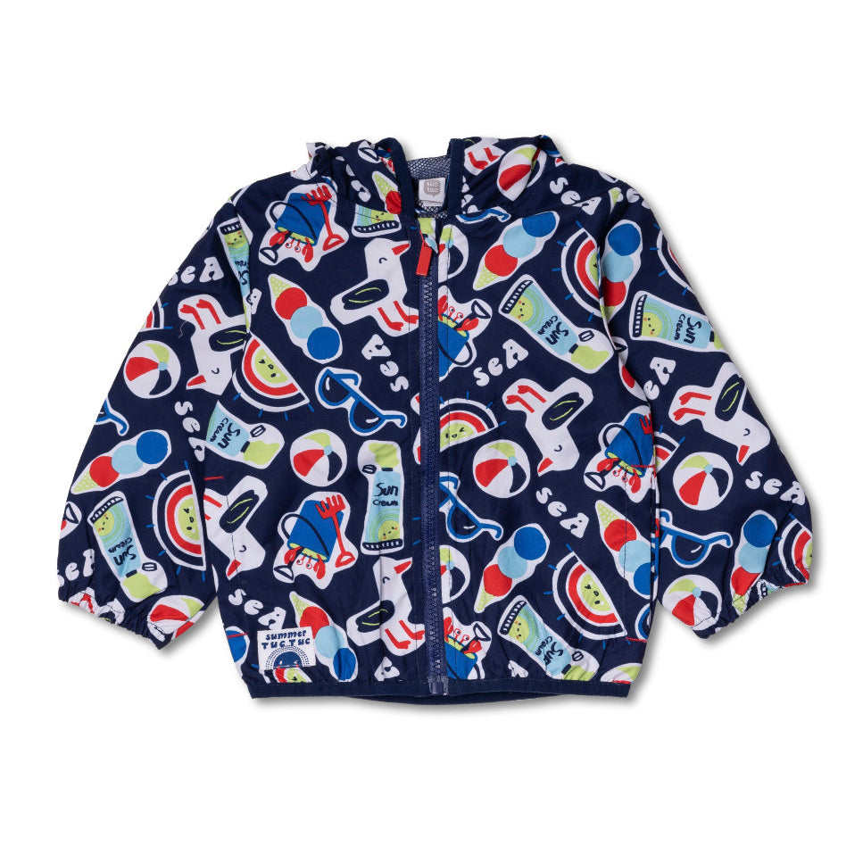 Veste légère coupe-vent de la ligne Vêtements enfant Tuc Tuc, avec motif plage intégral.
 
Compos...