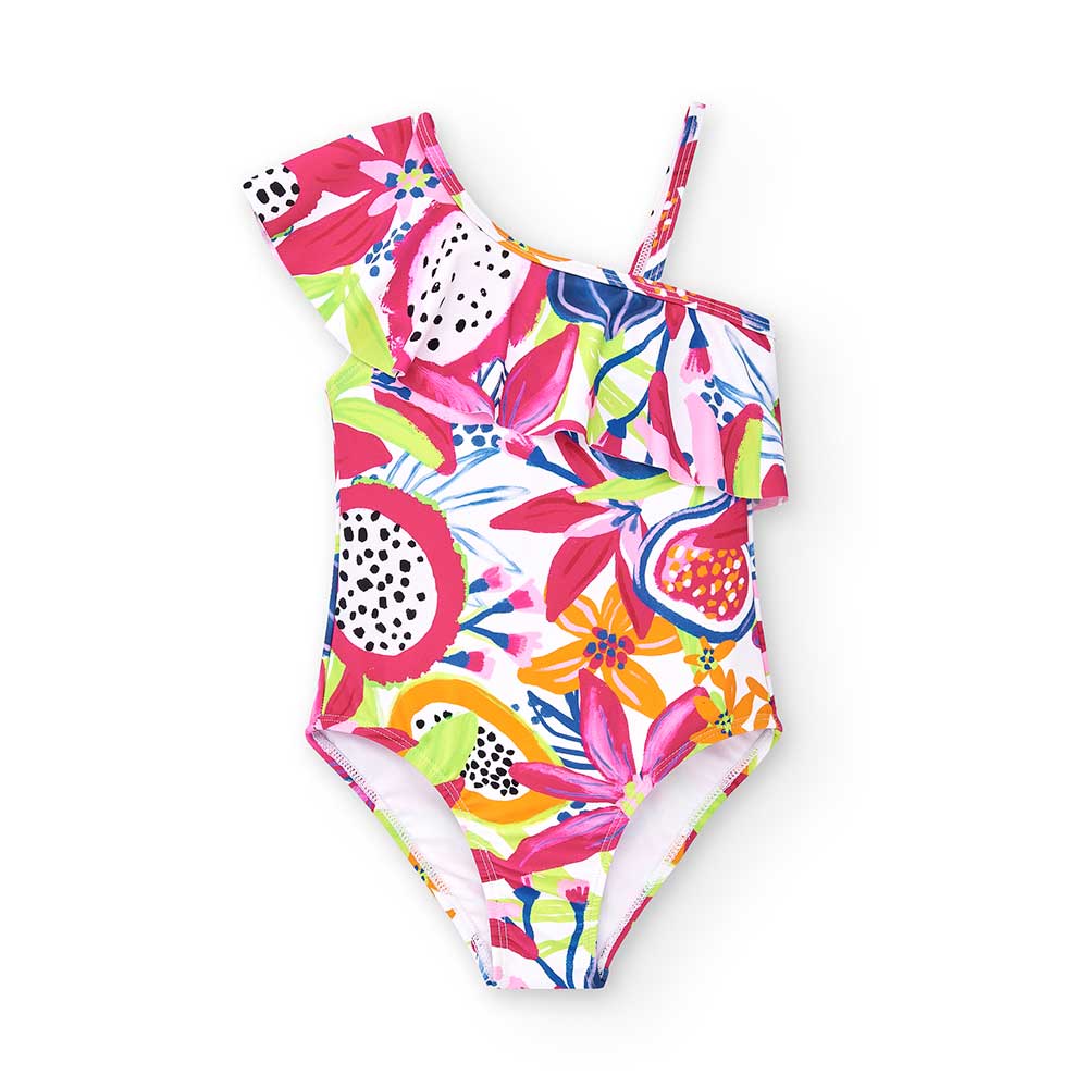 Maillot une pièce de la Ligne Vêtements Fille Tuc Tuc, avec volant et coupe asymétrique sur le ha...
