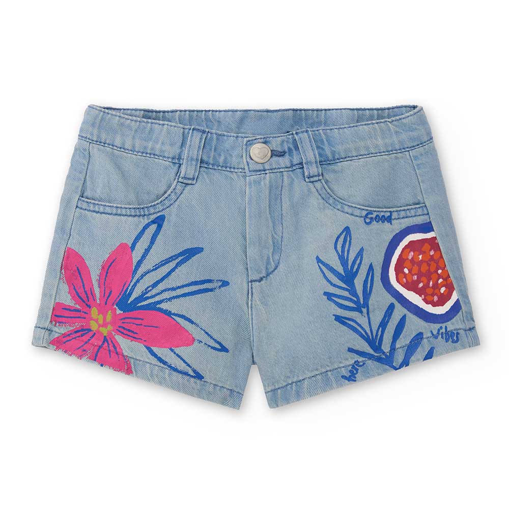 Jeans shorts from the Tuc Tuc Girls' Clothing Line, loose fit, with adjustable waist size. Colorf...