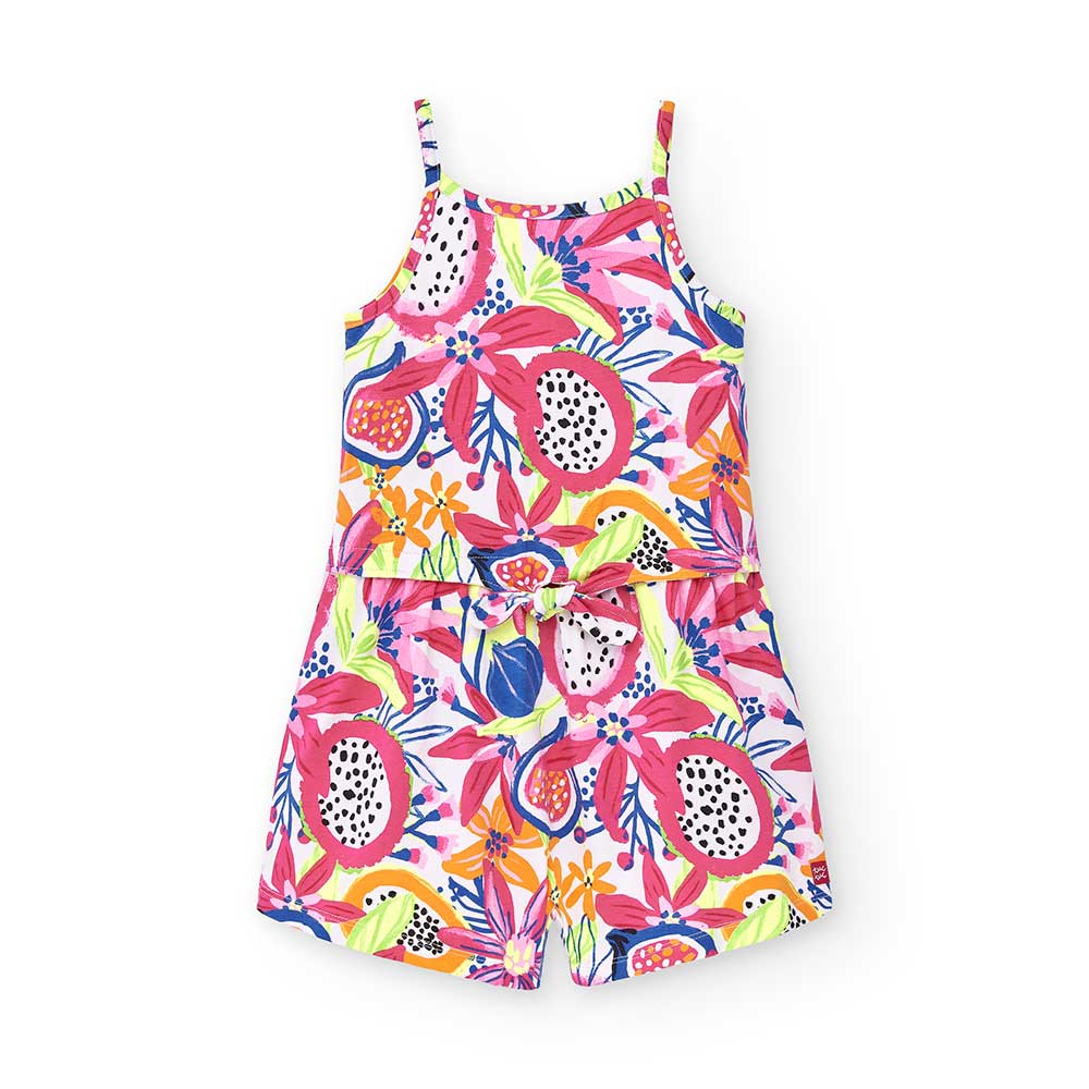 Robe-soleil de la ligne Vêtements Fille Tuc Tuc, avec un petit nœud à la taille et un motif flora...