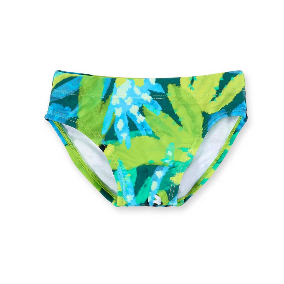 Swimsuit from the Tuc Tuc Children's Clothing Line, featuring an all-over pattern in neon colors....