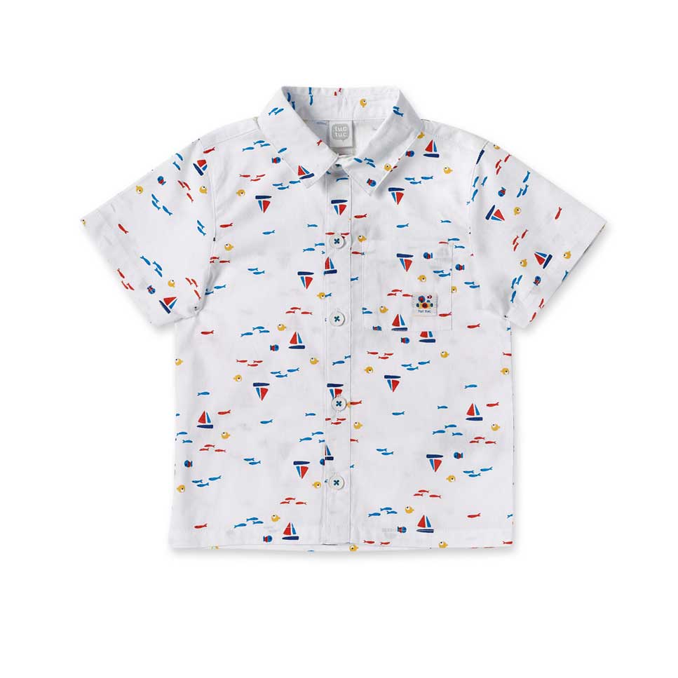 Short-sleeve shirt from the Tuc Tuc Children's Clothing Line, with an all-over multicolor pattern...