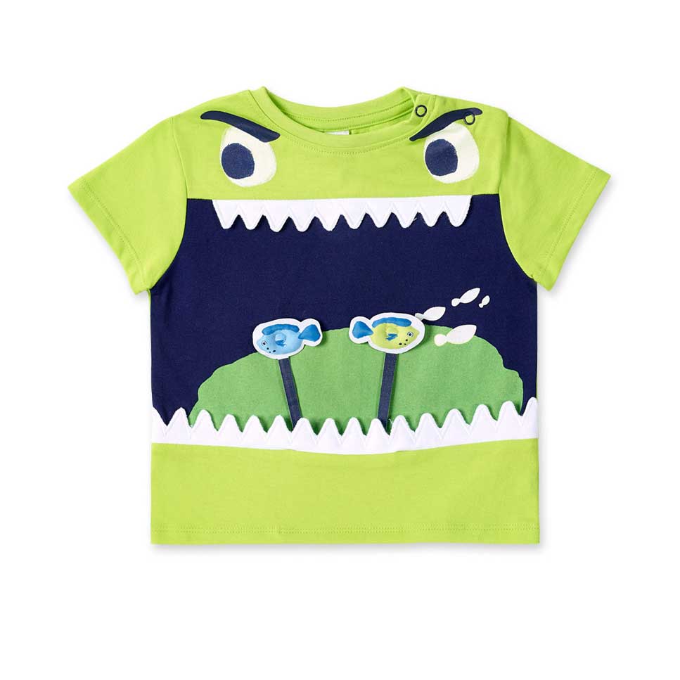 T-shirt from the Tuc Tuc Children's Clothing Line, with eye print on the front and fabric appliqu...