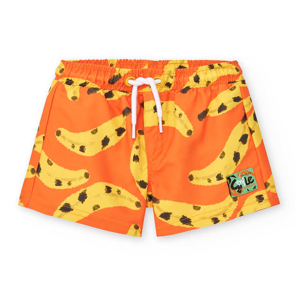 Boxer swimsuit from the Tuc Tuc Children's Clothing Line, with an all-over banana print.
 
Compos...