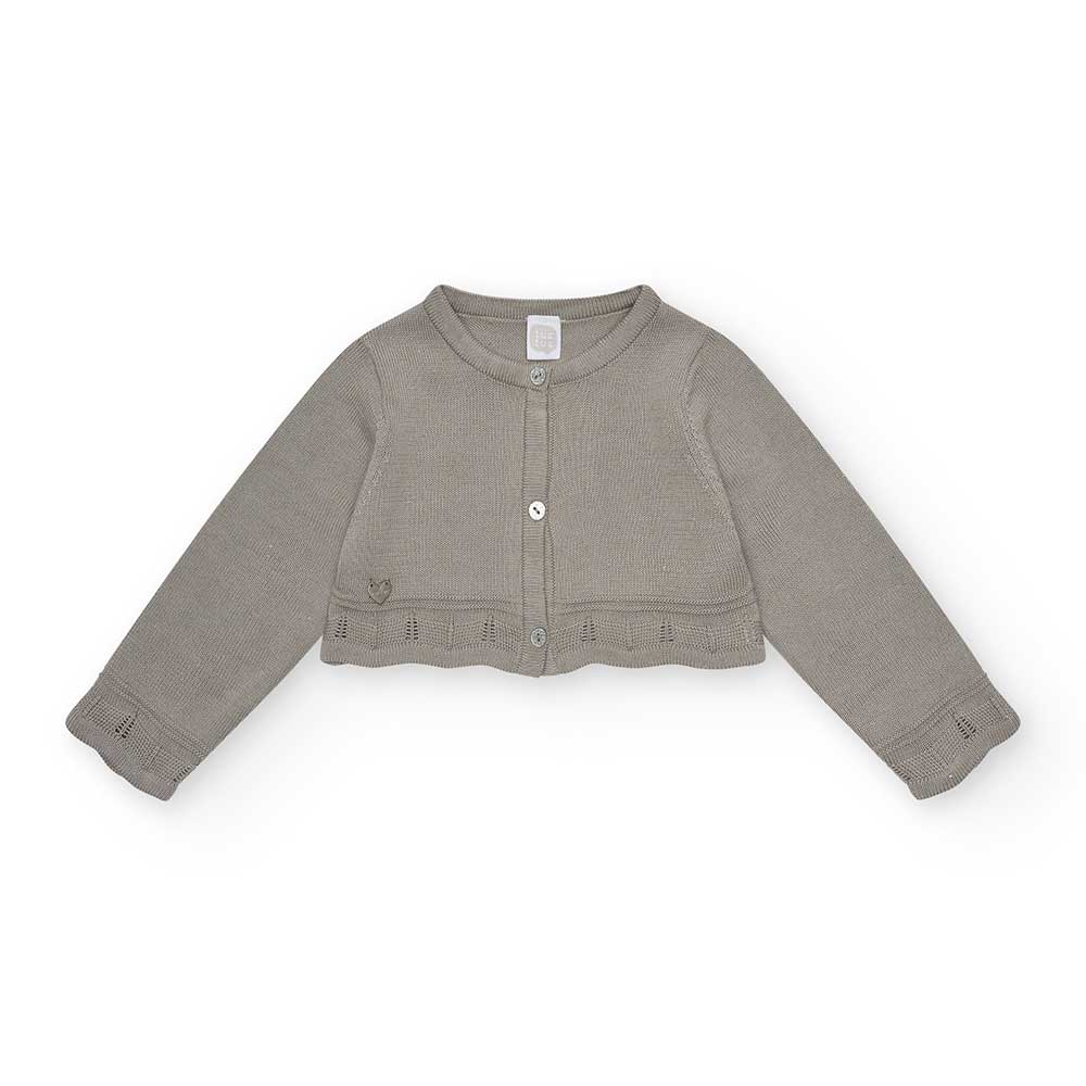 Tuc Tuc Girl's Clothing Line Cardigan, with a short model and mini rhinestones applied.
Compositi...