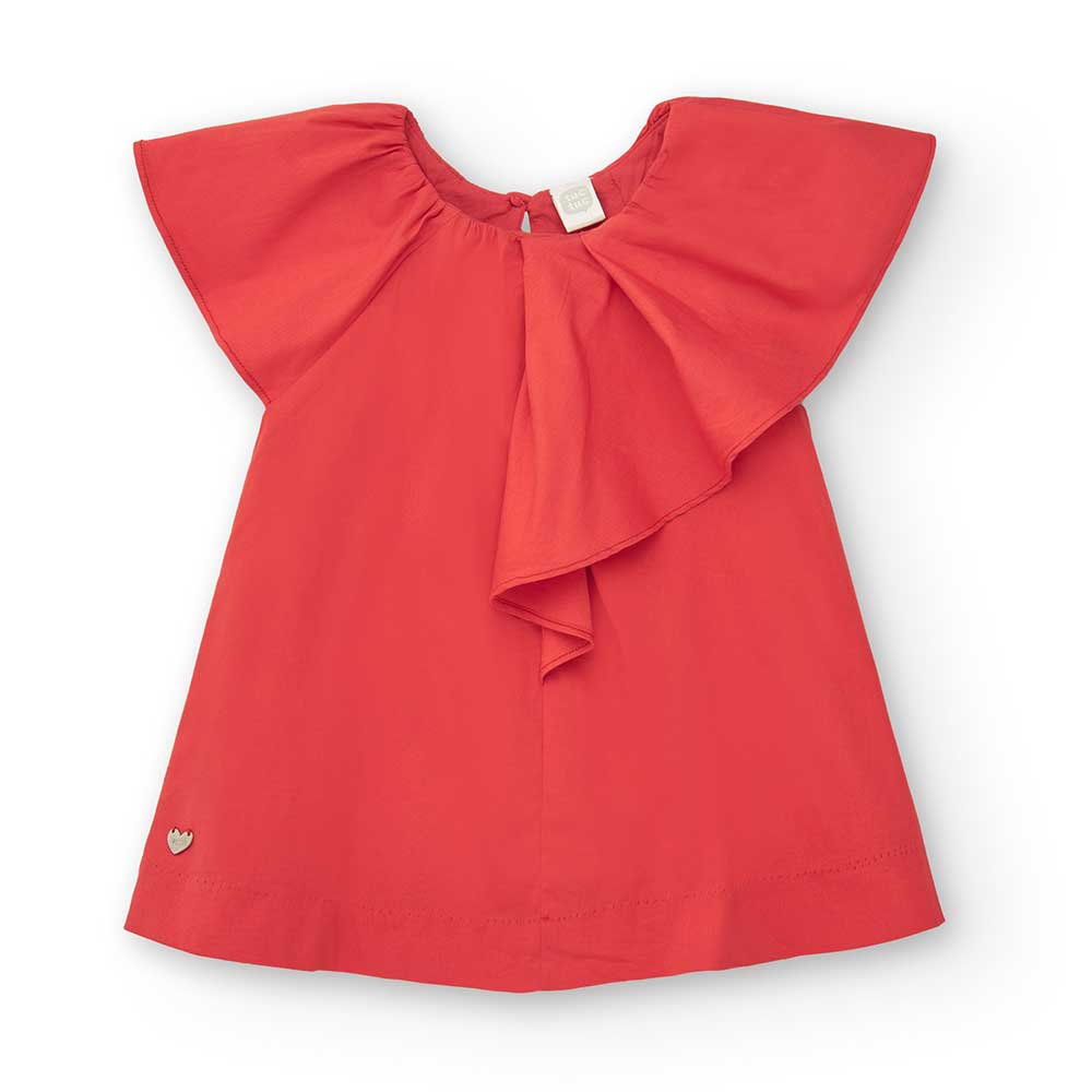 Tuc Tuc Girl's Clothing Line Dress, with rouge on the front and wide straps. Flared model.
Compos...