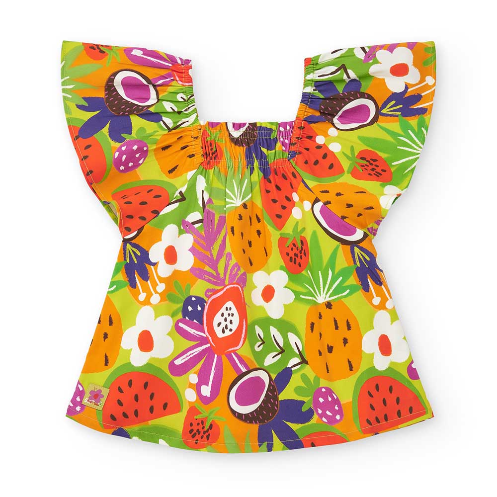 Robe de la Ligne Vêtements Tuc Tuc pour Fille, avec bande élastique à l'avant et motif fruits mul...