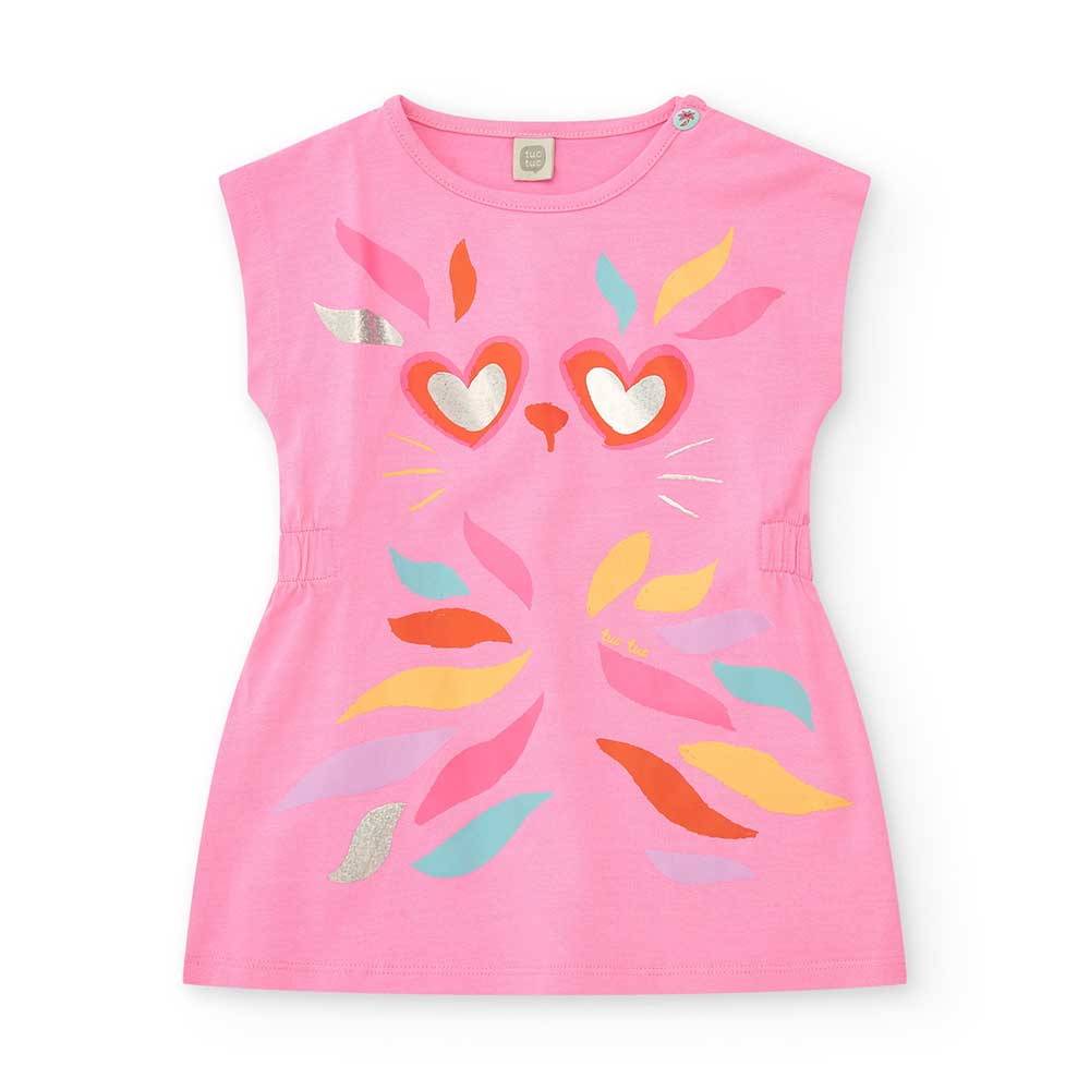 Robe en maille de la Ligne Vêtements Tuc Tuc pour fille, avec impression sur le devant et élastiq...