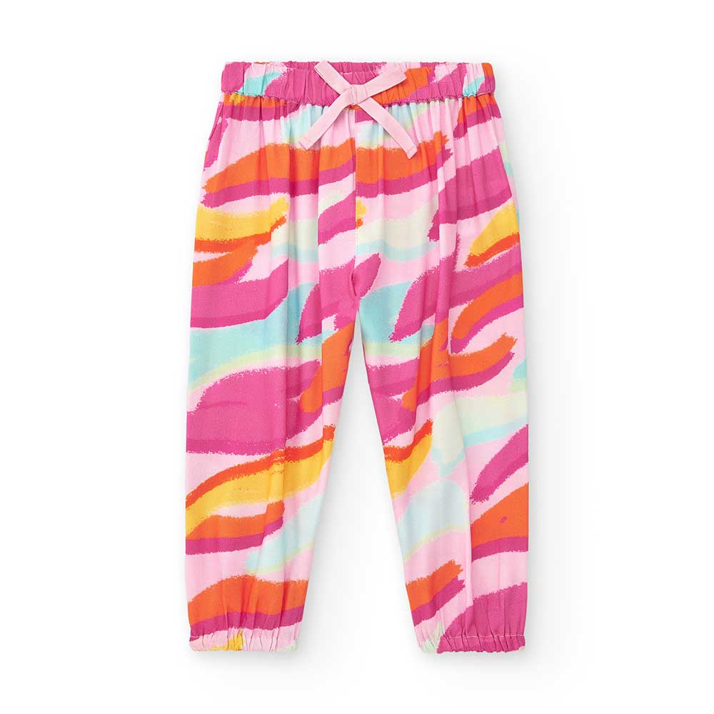 Tuc Tuc Girls' Clothing Line Pants, with elastic at the waist and hem and a multicolor pattern in...