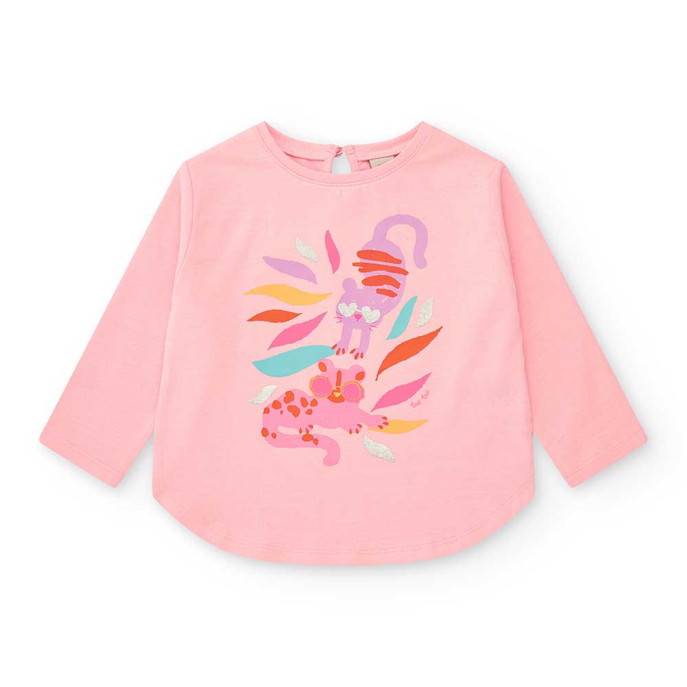 Long-sleeve T-shirt from the Tuc Tuc Girls' Clothing Line, with a colorful print on the front and...
