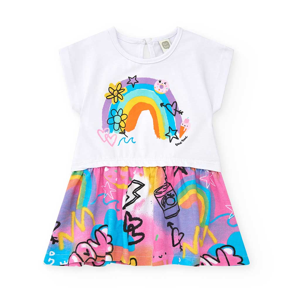 Abitino en maille de la Ligne Vêtements Fille Tuc Tuc, avec jupe ample à motif et partie supérieu...