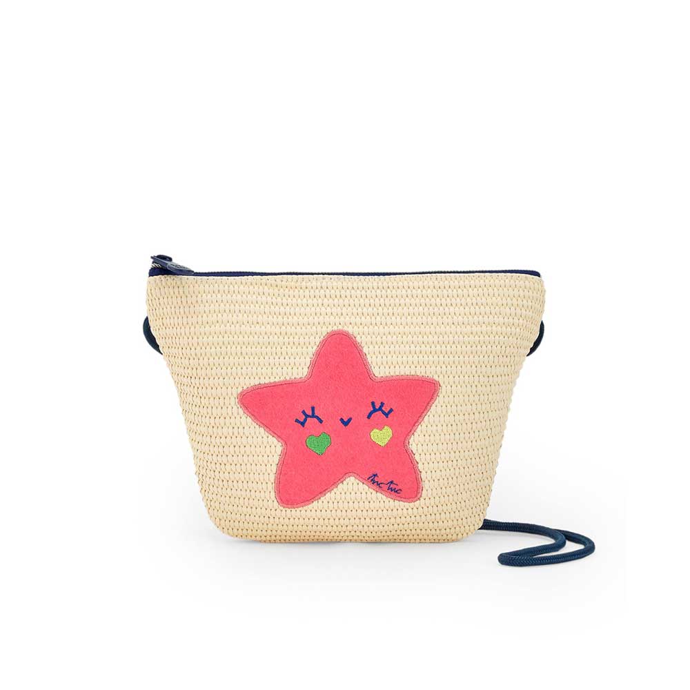 Borsetta in rafia della Linea Abbigliamento Bambina Tuc Tuc, con applicazione a forma di stella m...