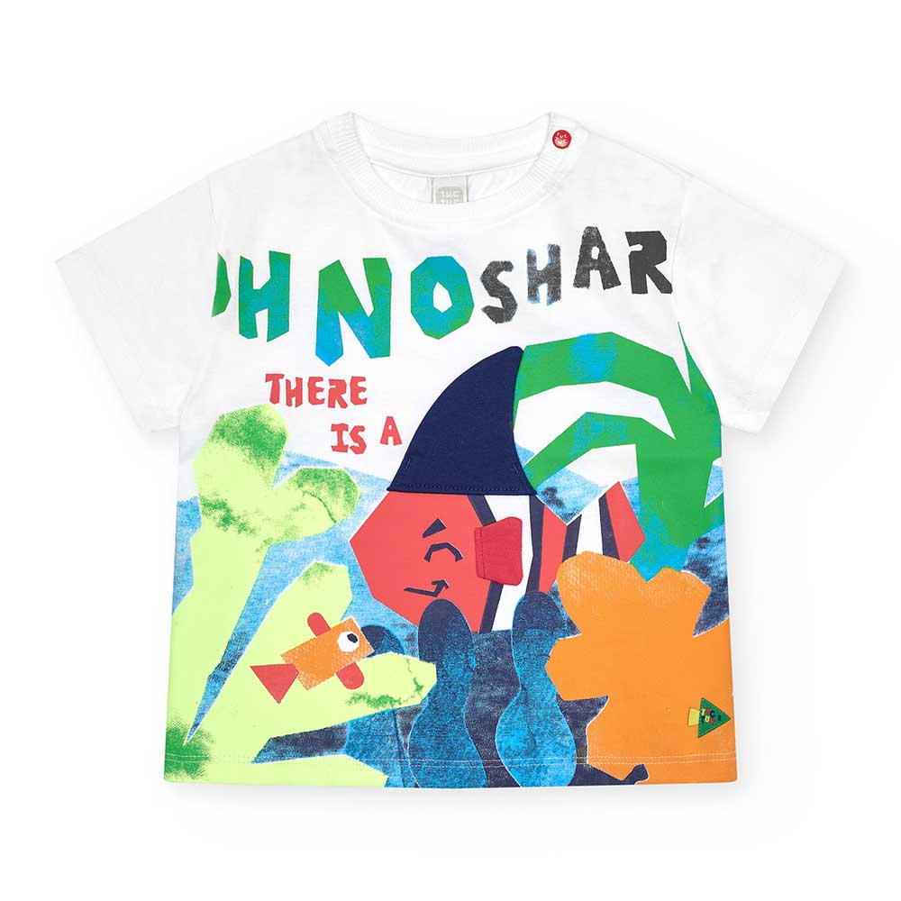 T- shirt della Linea Abbigliamento Bambino Tuc Tuc, con bottoncini a pressione sulla spallina e b...