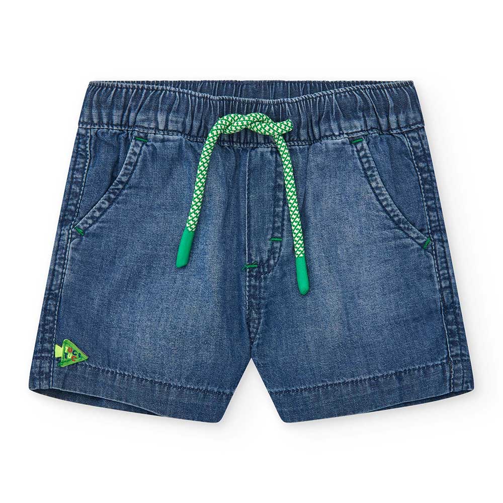 Bermuda della Linea Abbigliamento Bambino Tuc Tuc, di jeans lavaggio scuro con elastico e laccett...