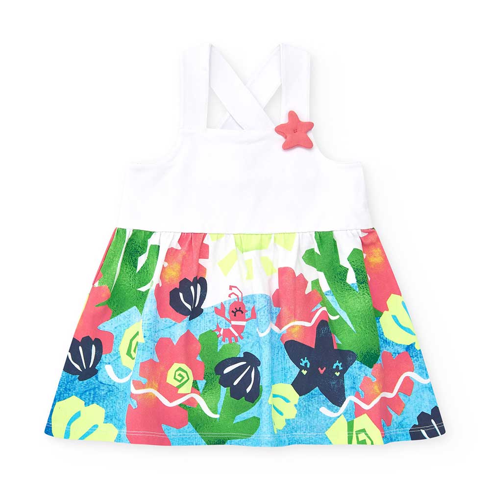 Abitino della Linea Abbigliamento Tuc Tuc Bambina, modello prendisole con gonna ampia in colori f...