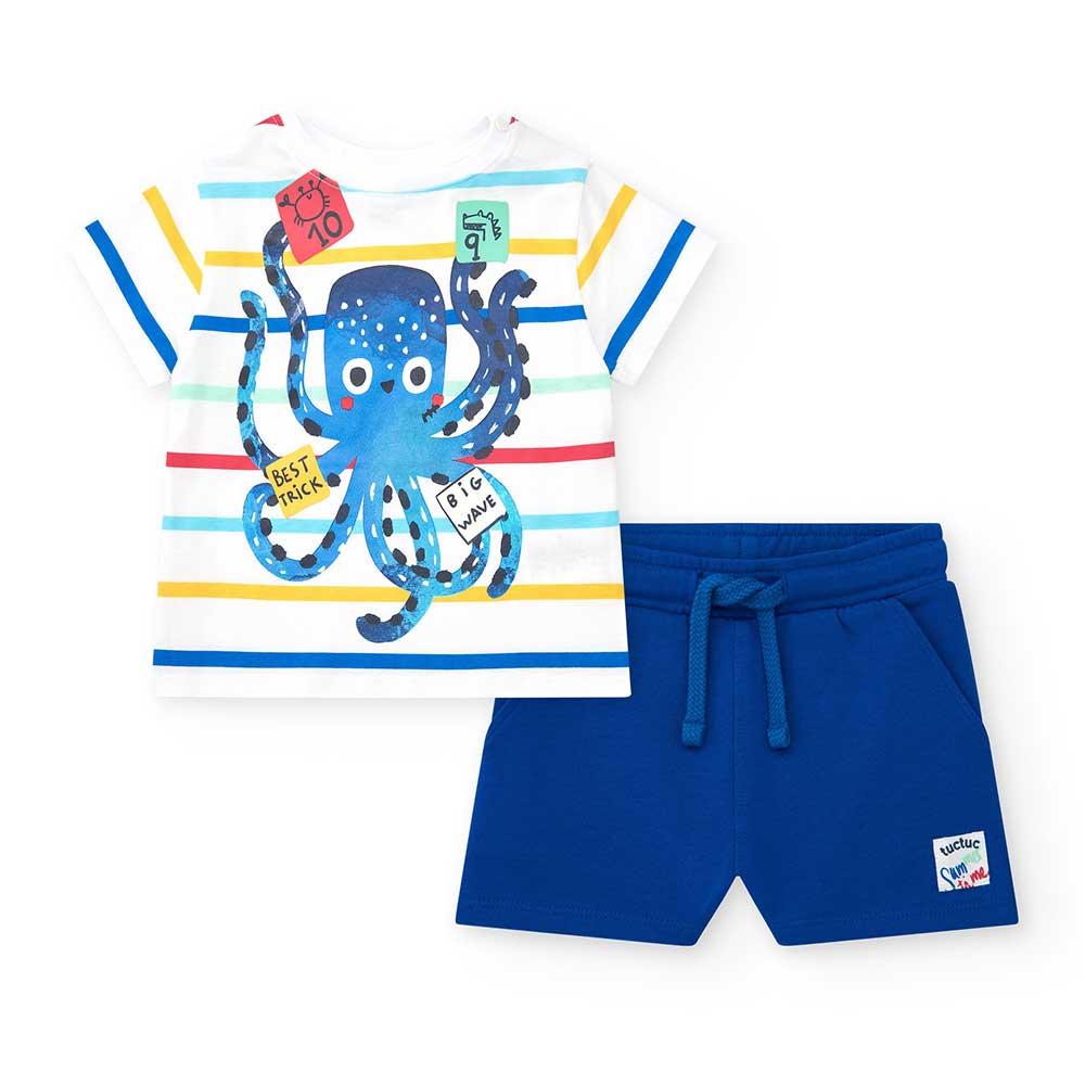 Completo deux pièces de la Ligne Vêtements Enfant Tuc Tuc, composé d'un t-shirt à rayures avec im...