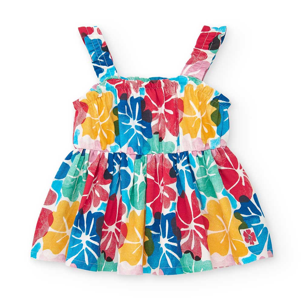 Robe de la ligne Vêtements Tuc Tuc pour fille, avec un motif multicolore d'hibiscus en all-over.C...
