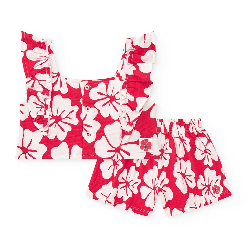 Completo due pezzi della Linea Abbigliamento Bambina Tuc Tuc, con top e pantaloncino ampio con fa...