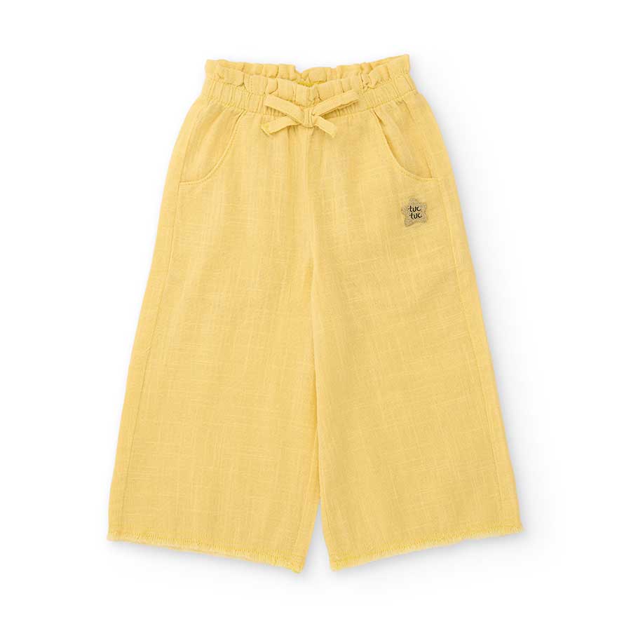 Pantalon à coupe large de la ligne de vêtements pour filles Tuc Tuc, en mélange de lin avec élast...