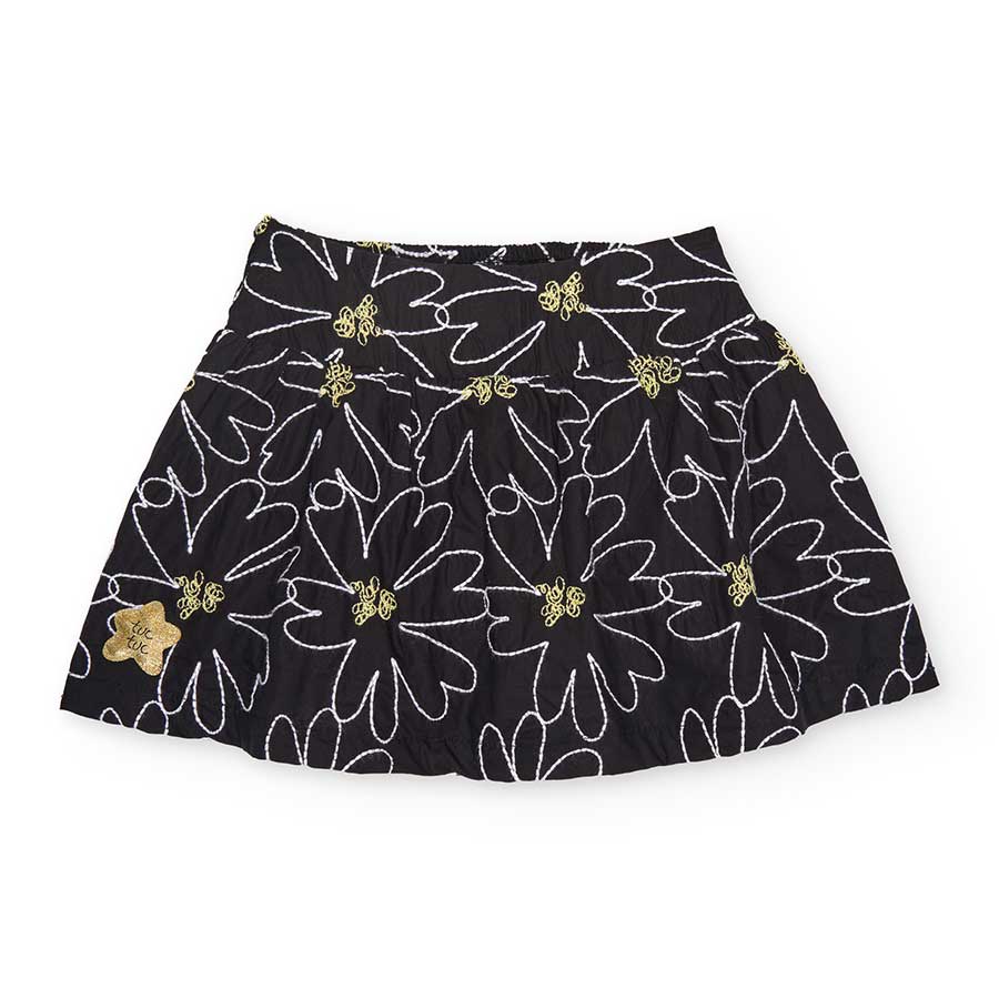 Gonna della Linea Abbigliamento Bambina Tuc Tuc, in tela di cotone con ricami a forma di fiore co...