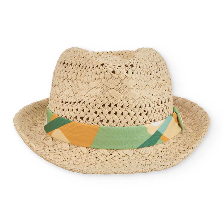 Chapeau en raphia de la ligne de vêtements pour enfants Tuc Tuc, avec volant et bandeau en tissu ...