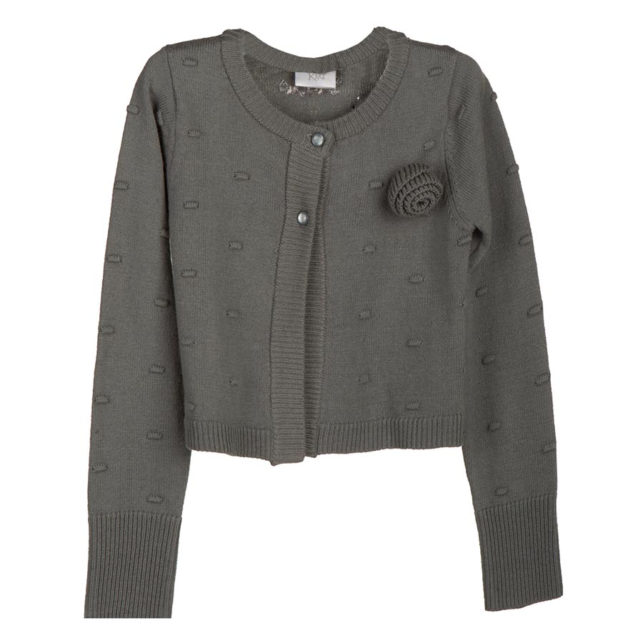 Cardigan de la ligne vêtements fille Tuc Tuc, avec des motifs en relief et un petit nœud sur un c...
