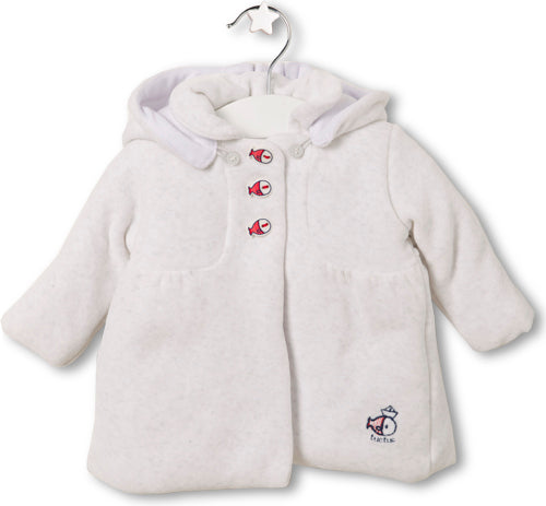 Parka de la ligne vêtements bébé fille Tuc Tuc uni avec capuche. Fermeture à l'avant avec boutons...
