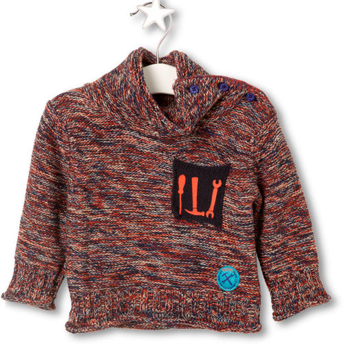 Pull col roulé de la ligne vêtements enfant Tuc Tuc en tricot. Petite poche à l'avant en contrast...