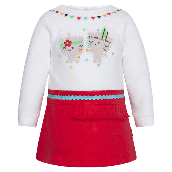 Robe de la ligne Vêtements Fille Tuc Tuc en velours côtelé avec broderies colorées
  sur le devan...