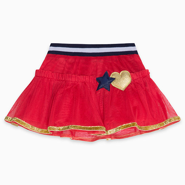 Jupe de la Ligne Vêtements Fille Tuc Tuc en tulle avec volants vaporeux, bord doré et élastique r...