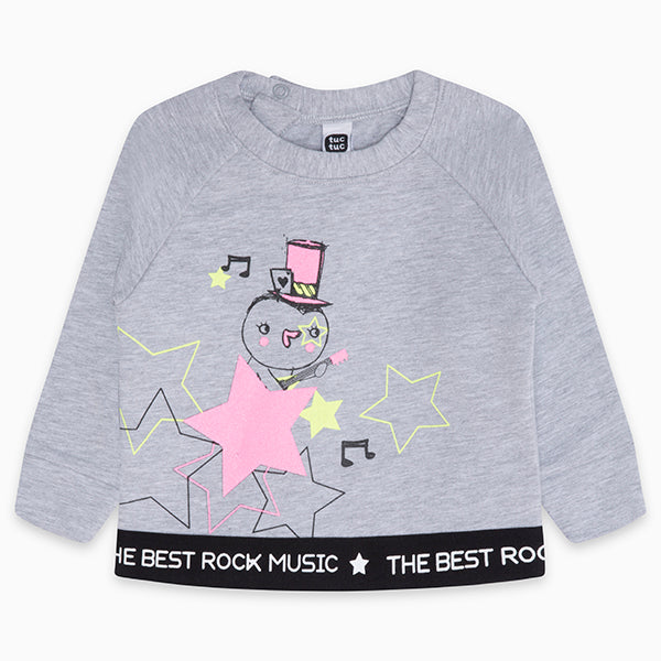 Felpa de la Ligne Vêtements Fille Tuc Tuc avec boutons pression au dos et dessins fluo à l'avant.