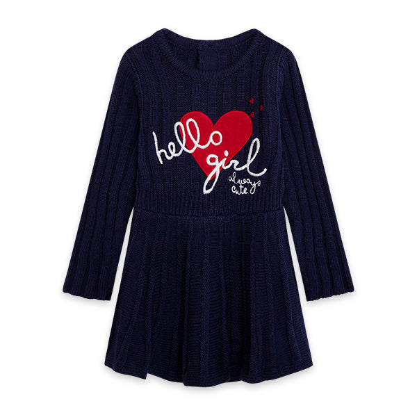 Robe en tricot de la ligne vêtements fille Tuc Tuc, collection Hello London.
  avec taille cintré...