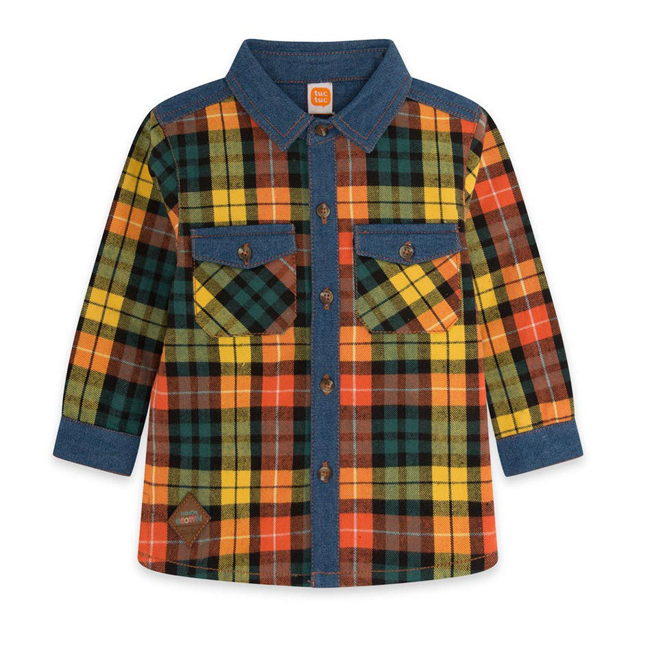 Chemise de la Ligne Vêtements Enfant tuc Tuc, en flanelle avec motif à carreaux multicolores. Col...