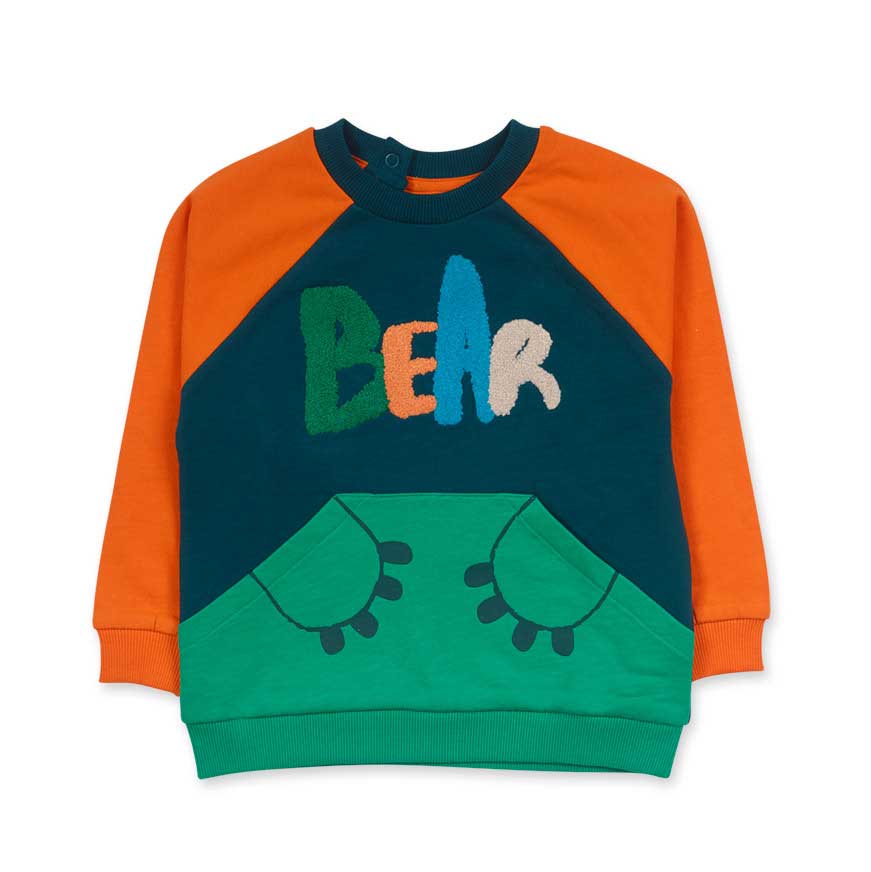 Felpa della Linea Abbigliamento Bambino tuc Tuc, con colori vivaci e disegno di zampette di orso ...