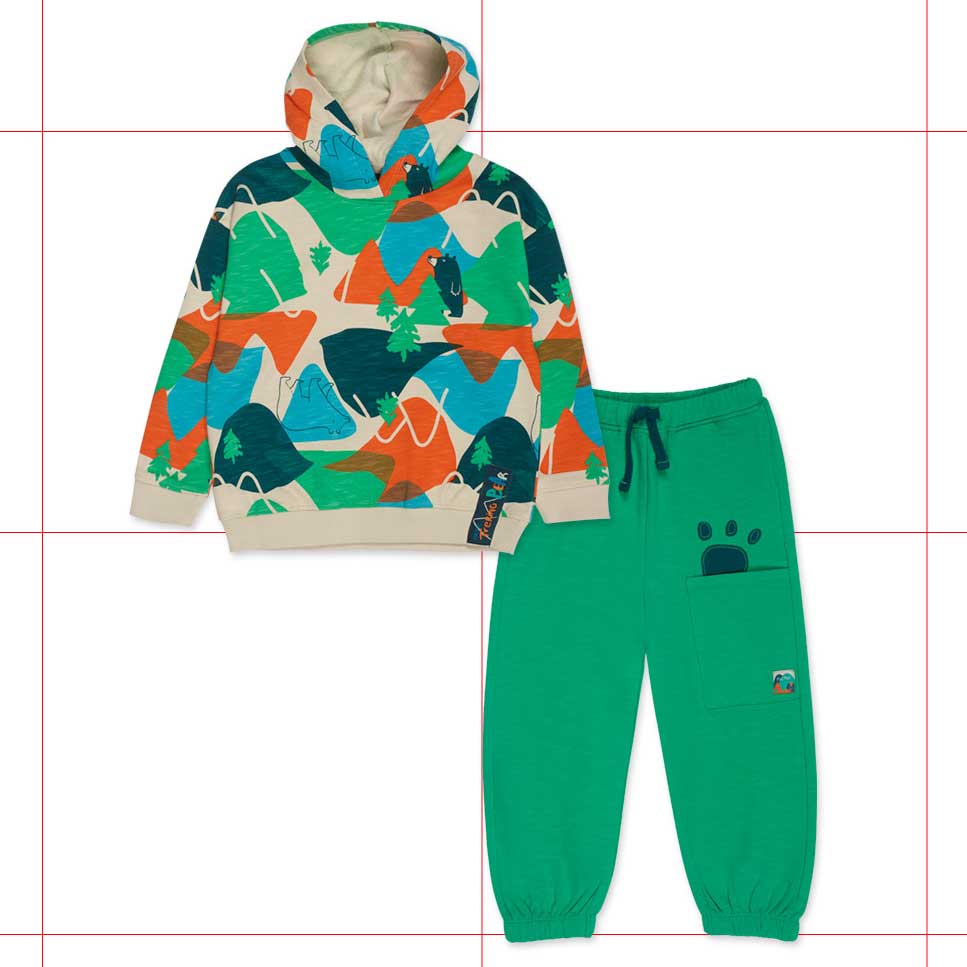 Tuta de la Ligne Vêtements Enfant Tuc Tuc, avec sweat à capuche à motif aux couleurs vives.Pantal...