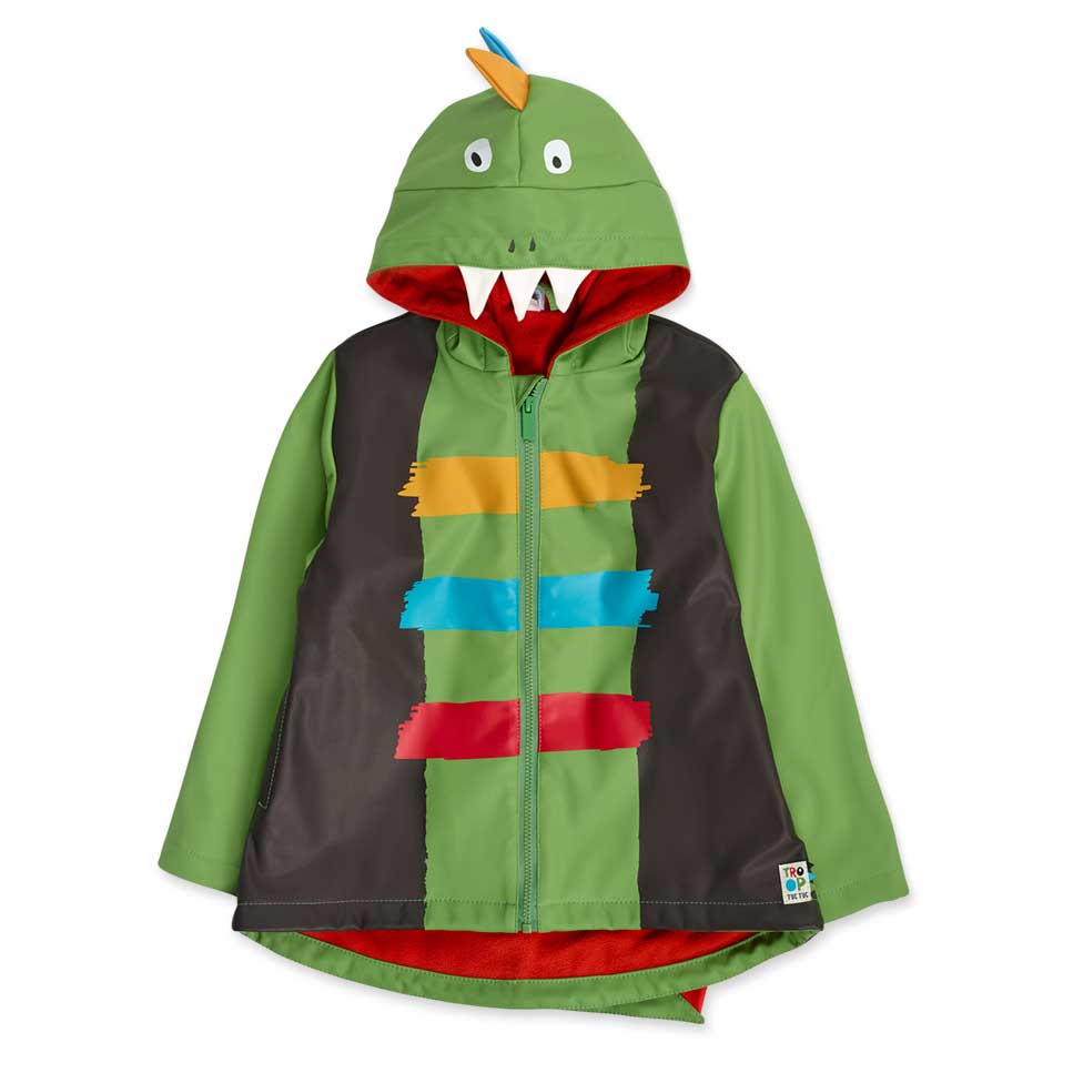 
Raincoat from the Tuc Tuc children's clothing line, with hood with dragon coils. Fleece inside a...