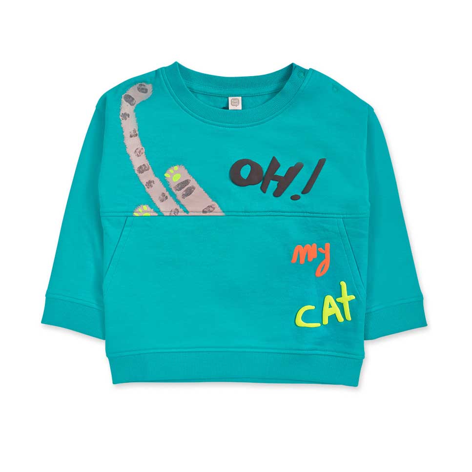 Sweat-shirt couleur vert d'eau de la Ligne Vêtements enfant Tuc Tuc, avec des inserts en contrast...