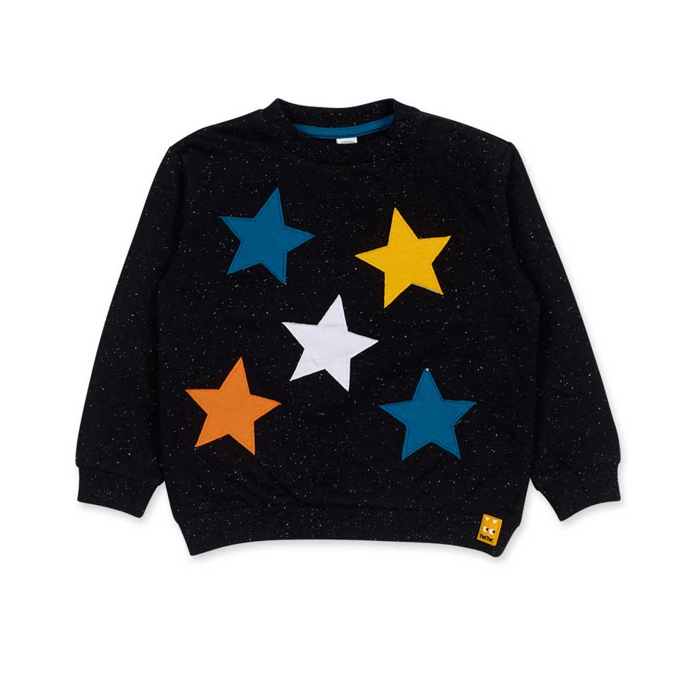 Sweat-shirt de la Ligne Vêtements Enfant Tuc Tuc, avec application d'étoiles en tissu sur le deva...