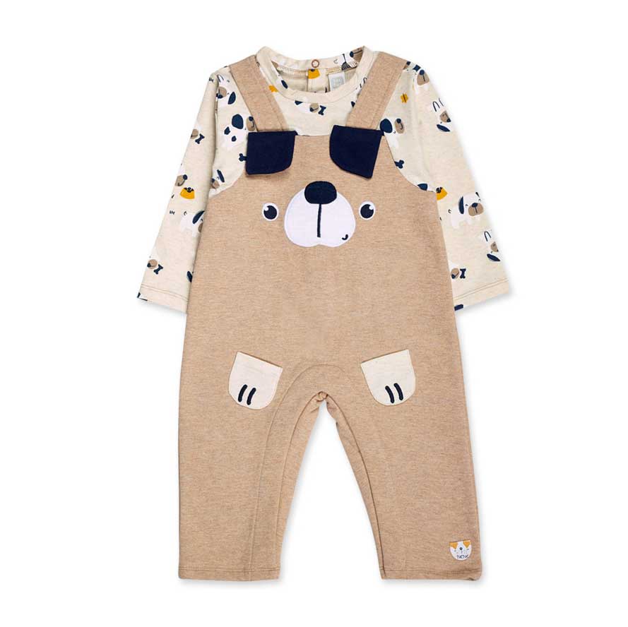 Combinaison fausse salopette de la Ligne Vêtements Enfant Tuc Tuc, avec dessin de chien et insert...