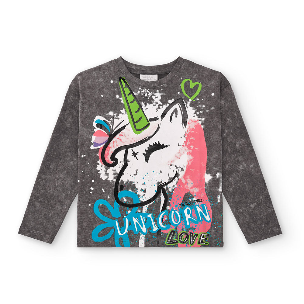 T-shirt de la Ligne Vêtements Fille Tuc Tuc, avec un imprimé licorne sur le devant. 
Compositions...