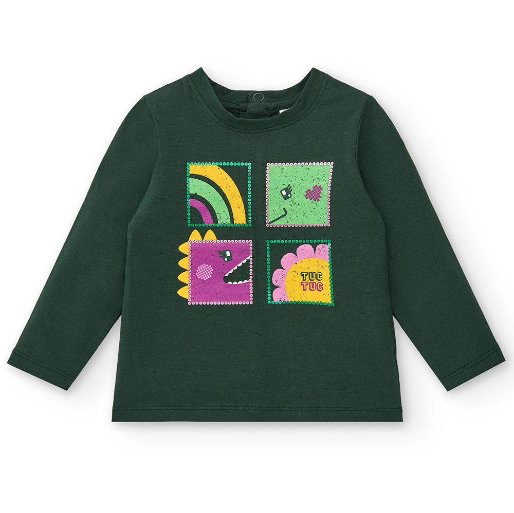 T-shirt à manches longues de la Ligne Vêtements Fille Tuc Tuc, avec application de petites paille...